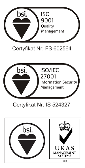 Znaki certyfikatów ISO